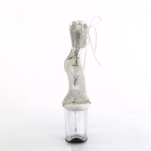 Product image of Pleaser FLAMINGO-827RS Clr-Slv/Clr 8 Inch Heel 4 Inch PF Ankle Cuff Sandal w/RS Back Zip