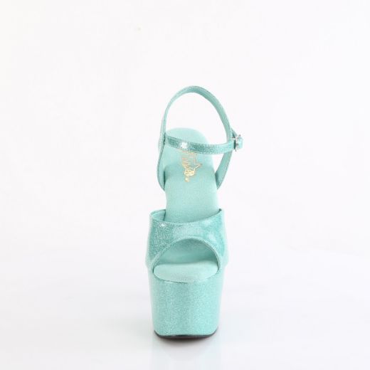 Product image of Pleaser ADORE-709GP Aqua Glitter Pat/M 7 Inch Heel 2 3/4 Inch PF Ankle Strap Sandal