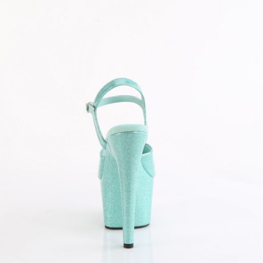Product image of Pleaser ADORE-709GP Aqua Glitter Pat/M 7 Inch Heel 2 3/4 Inch PF Ankle Strap Sandal
