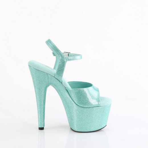 Product image of Pleaser ADORE-709GP Aqua Glitter Pat/M 7 Inch Heel 2 3/4 Inch PF Ankle Strap Sandal