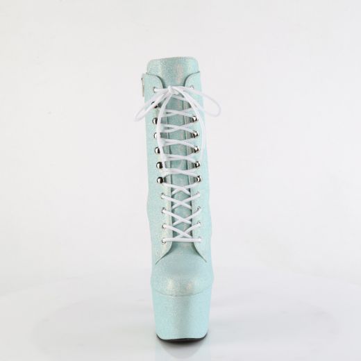 Product image of Pleaser ADORE-1020SDG B. Blue Sawdust Glitter 7 Inch Heel 2 3/4 Inch PF Lace-Up Front Ankle Boot Side Zip