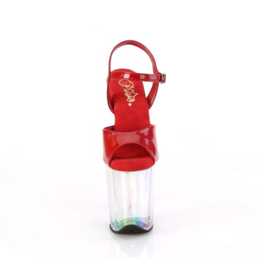 Product image of Pleaser FLAMINGO-809HT Red Holo Pat/Holo Tinted 8 Inch Heel 4 Inch Holo Tinted PF Ankle Strap Sandal