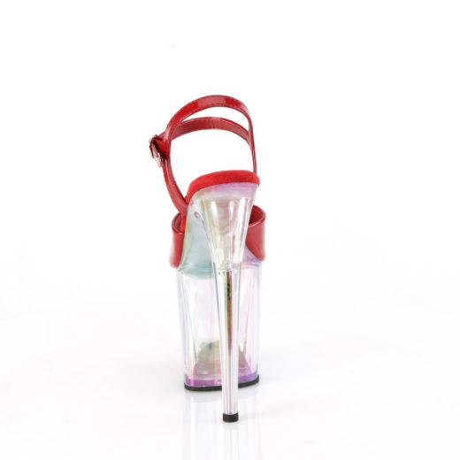 Product image of Pleaser FLAMINGO-809HT Red Holo Pat/Holo Tinted 8 Inch Heel 4 Inch Holo Tinted PF Ankle Strap Sandal