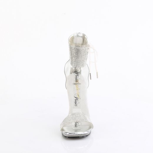 Product image of Fabulicious CHIC-47 Clr-Slv/Clr 4 1/2 Inch Heel 1/4 Inch PF Ankle Cuff Sandal w/RS Back Zip