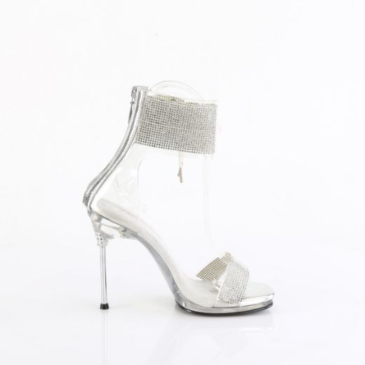 Product image of Fabulicious CHIC-47 Clr-Slv/Clr 4 1/2 Inch Heel 1/4 Inch PF Ankle Cuff Sandal w/RS Back Zip