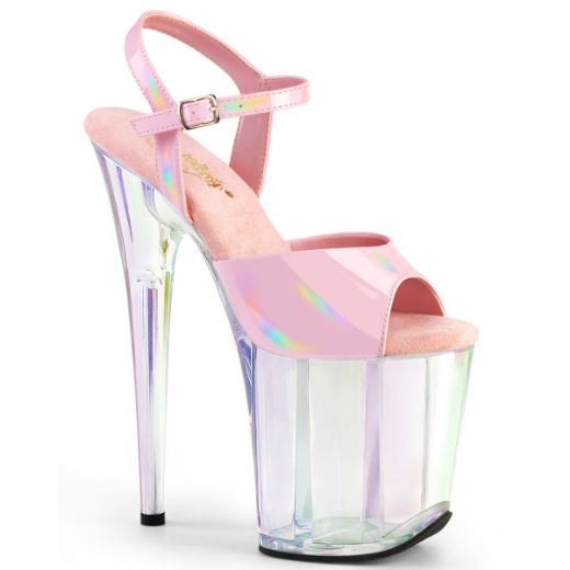 Product image of Pleaser FLAMINGO-809HT B. Pink Holo Pat/Holo Tinted 8 Inch Heel 4 Inch Holo Tinted PF Ankle Strap Sandal