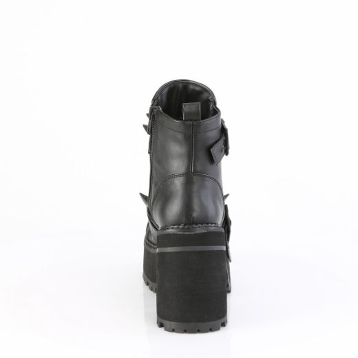 Product image of Demoniacult ASSAULT-72 Blk Vegan Leather 4 3/4 Inch Heel 2 1/4 Inch PF Ankle Boot Inside Zip
