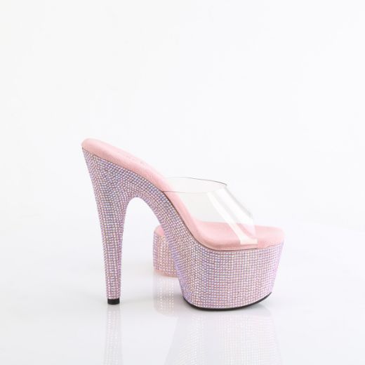 Product image of Pleaser BEJEWELED-712RS Clr/B. Pink Multi RS 7 Inch Heel 2 3/4 Inch PF RS Embellished Slide w/Matching Cuff