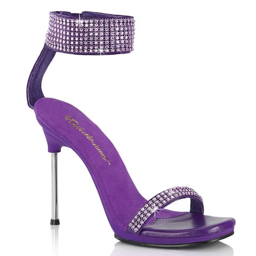 Product image of Fabulicious CHIC-40 Purple Faux Leather-RS/Purple 4 1/2 Inch Heel 1/4 Inch PF Ankle Strap Sandal w/RS Back Zip
