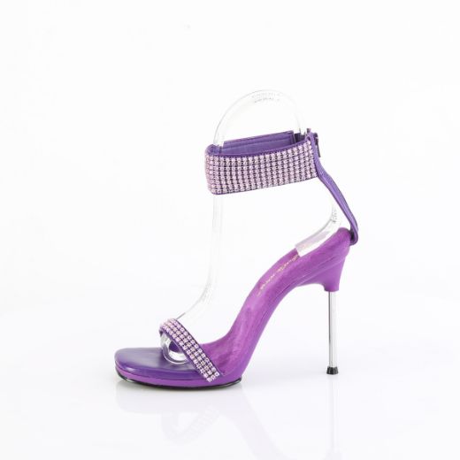 Product image of Fabulicious CHIC-40 Purple Faux Leather-RS/Purple 4 1/2 Inch Heel 1/4 Inch PF Ankle Strap Sandal w/RS Back Zip