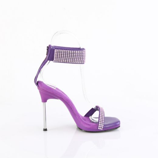 Product image of Fabulicious CHIC-40 Purple Faux Leather-RS/Purple 4 1/2 Inch Heel 1/4 Inch PF Ankle Strap Sandal w/RS Back Zip