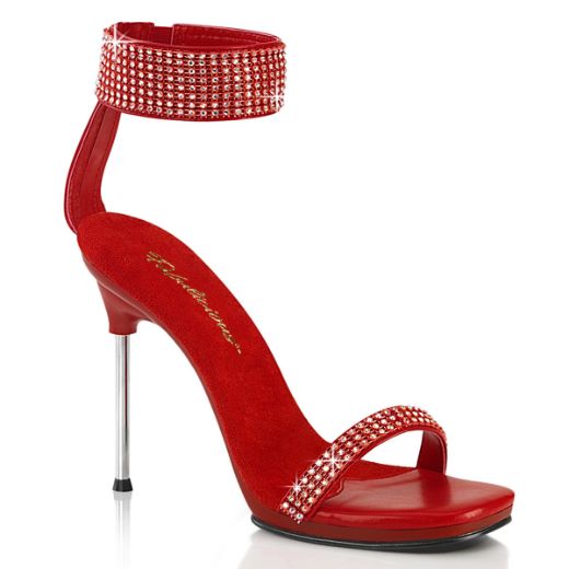 Product image of Fabulicious CHIC-40 Red Faux Leather-RS/Red 4 1/2 Inch Heel 1/4 Inch PF Ankle Strap Sandal w/RS Back Zip