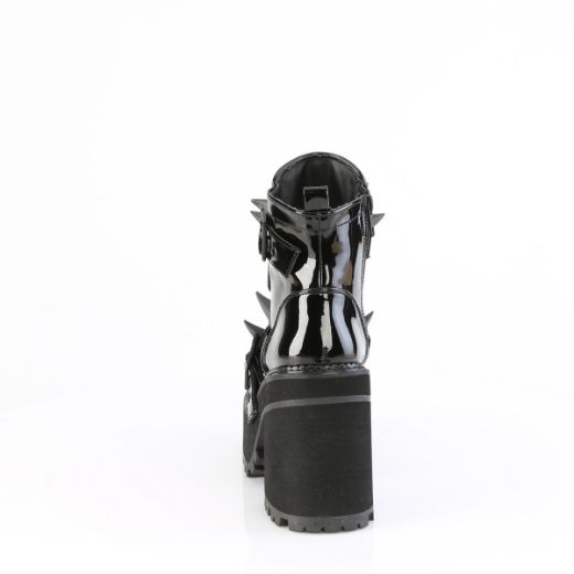 Product image of Demoniacult ASSAULT-72 Blk Pat 4 3/4 Inch Heel 2 1/4 Inch PF Ankle Boot Inside Zip