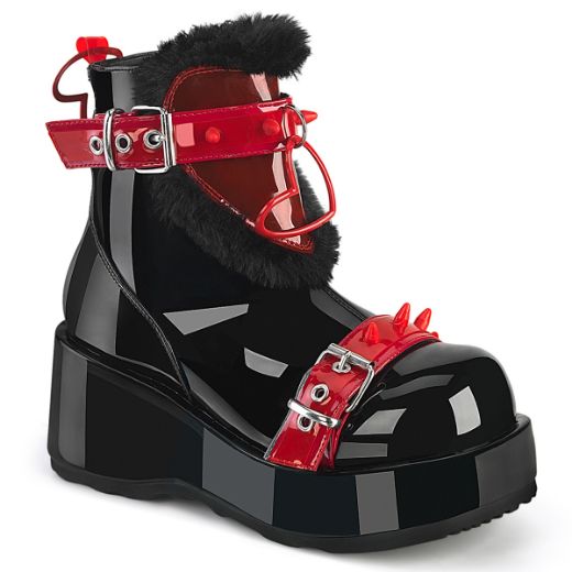 Product image of Demoniacult CUBBY-57 Blk Pat-Red PVC 2 3/4 Inch Platform Ankle Boot Inside Zip