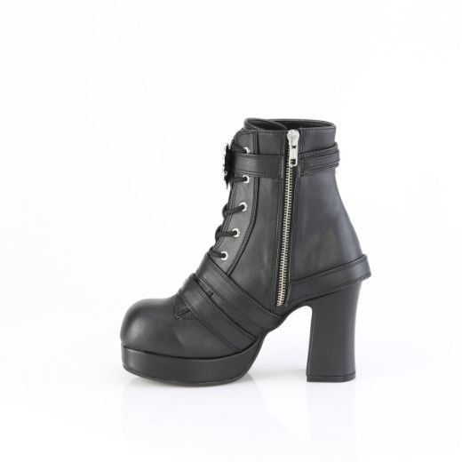 Product image of Demoniacult GOTHIKA-66 Blk Vegan Leather 3 3/4 Inch Heel 1 1/4 Inch PF Lace-Up  Mid-Calf Boot Inside Zip
