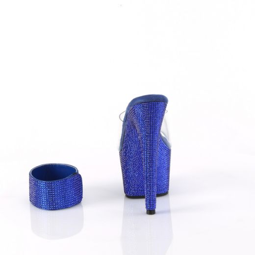 Product image of Pleaser BEJEWELED-712RS Clr/Royal Blue RS 7 Inch Heel 2 3/4 Inch PF RS Embellished Slide w/Matching Cuff