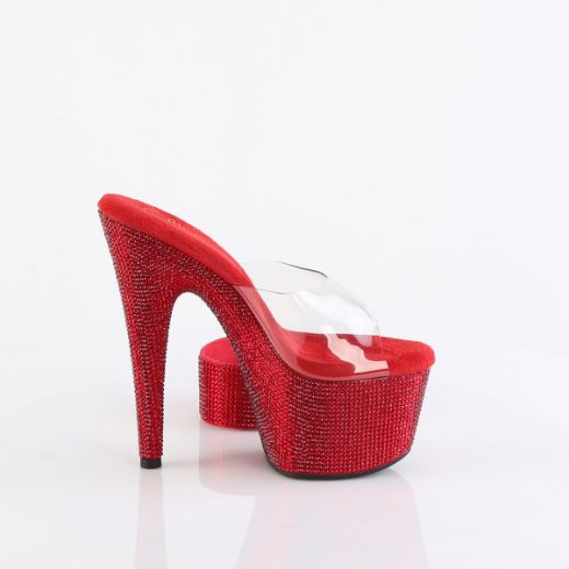 Product image of Pleaser BEJEWELED-712RS Clr/Ruby Red RS 7 Inch Heel 2 3/4 Inch PF RS Embellished Slide w/Matching Cuff