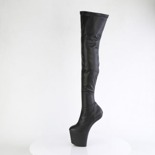 Product image of Pleaser CRAZE-3000 Blk Str. Faux Leather/Blk Matte 8 Inch Heelless 3 Inch PF Stretch Thigh Boot Inside Zip