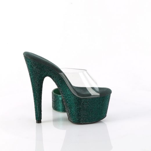Product image of Pleaser BEJEWELED-712RS Clr/Emerald Green RS 7 Inch Heel 2 3/4 Inch PF RS Embellished Slide w/Matching Cuff