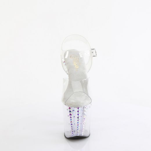 Product image of Pleaser ENCHANT-708RS-02 Clr/Clr-AB RS 8 Inch Heel 3 3/4 Inch PF Rhinestone Studded Ankle Strap Sandal