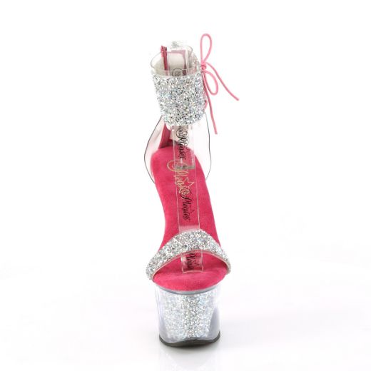 Product image of Pleaser SKY-327RSI Slv Multi RS-H. Pink/Slv-RS 7 Inch Heel 2 3/4 Inch PF Ankle Cuff Sandal w/RS Back Zip
