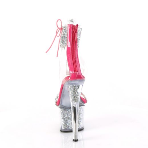 Product image of Pleaser SKY-327RSI Slv Multi RS-H. Pink/Slv-RS 7 Inch Heel 2 3/4 Inch PF Ankle Cuff Sandal w/RS Back Zip