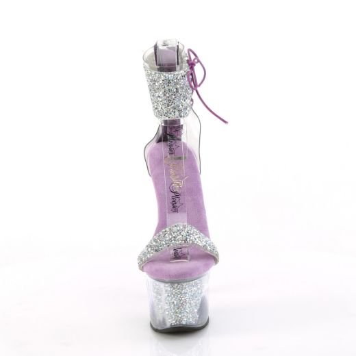 Product image of Pleaser SKY-327RSI Slv Multi RS-Lavender/Slv RS 7 Inch Heel 2 3/4 Inch PF Ankle Cuff Sandal w/RS Back Zip