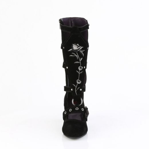 Product image of Demoniacult WHIMSY-118 Blk Vegan Suede 2 1/2 Inch Heel Mid-Calf Boot