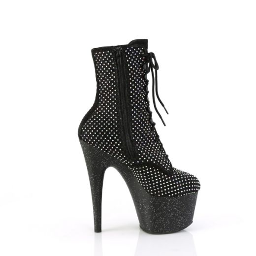 Product image of Pleaser ADORE-1020RM Blk Faux Suede-RS Mesh/Blk Matte 7 Inch Heel 2 3/4 Inch PF Lace-Up RS Mesh Ankle Boot Side Zip