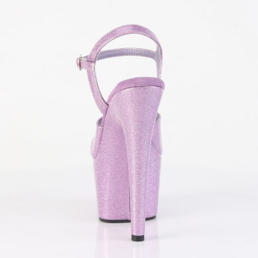Product image of Pleaser ADORE-709GP Lilac Glitter Pat/M 7 Inch Heel 2 3/4 Inch PF Ankle Strap Sandal