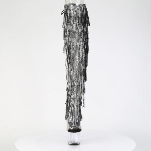 Product image of Pleaser ADORE-3019C-RSF Clr-Blk/Clr 7 Inch Heel 2 3/4 Inch PF 8-Layer Fringe OTK Boot Side Zip