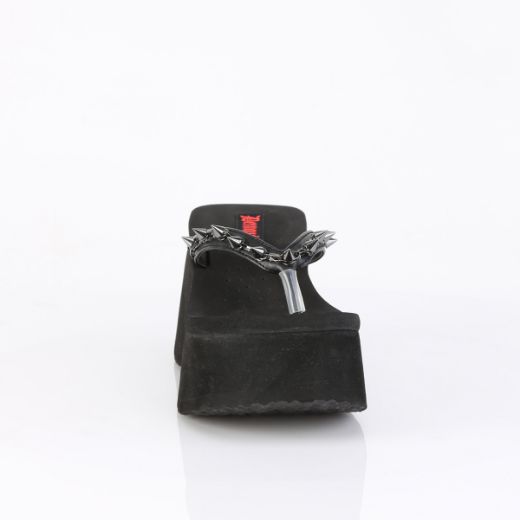 Product image of Demoniacult FUNN-35 Blk Vegan Leather 3 1/2 Inch PF Thong Sandal