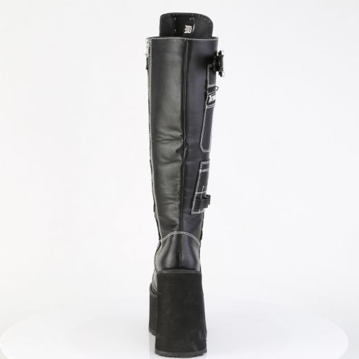 Product image of Demoniacult SWING-260 Blk Vegan Leather 5 1/2 Inch PF Lace-Up Knee High Boot Side Zip