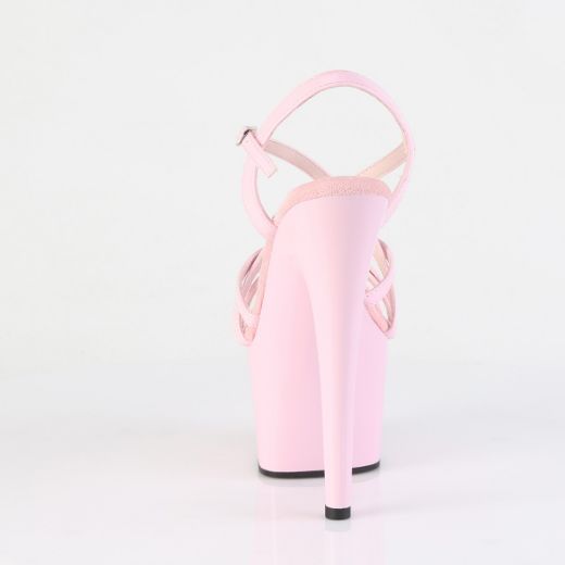 Product image of Pleaser ADORE-713 B. Pink Pat/B. Pink 7 Inch Heel 2 3/4 Inch PF Criss Cross Strap Sandal