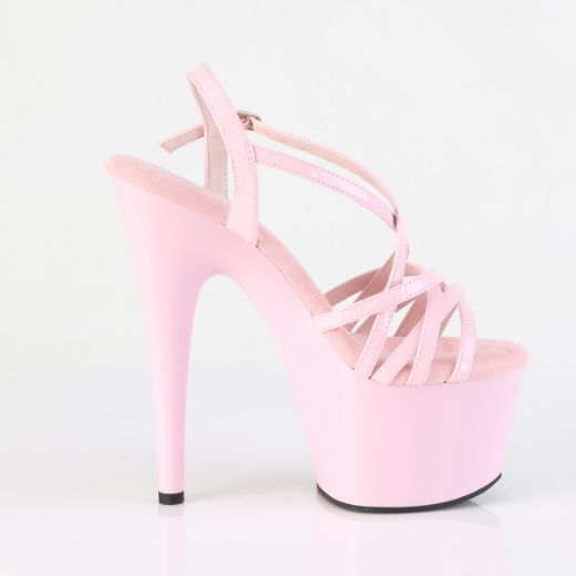 Product image of Pleaser ADORE-713 B. Pink Pat/B. Pink 7 Inch Heel 2 3/4 Inch PF Criss Cross Strap Sandal
