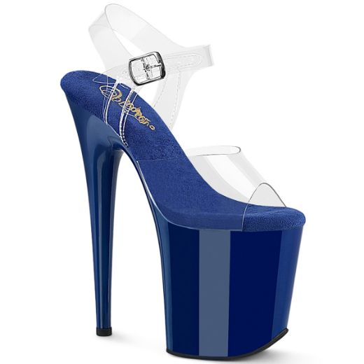 Product image of Pleaser FLAMINGO-808 Clr-Royal Blue/Royal Blue 8 Inch Heel 4 Inch PF Ankle Strap Sandal