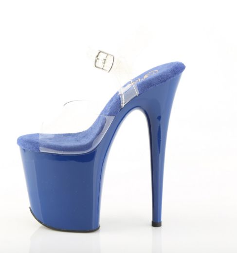 Product image of Pleaser FLAMINGO-808 Clr-Royal Blue/Royal Blue 8 Inch Heel 4 Inch PF Ankle Strap Sandal