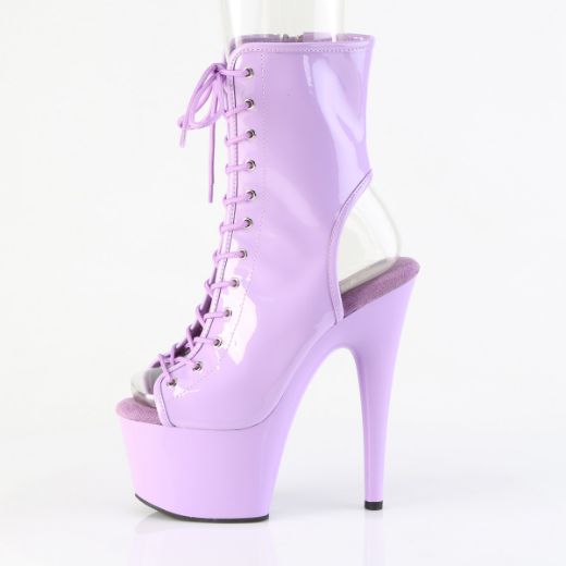 Product image of Pleaser ADORE-1016 Lavender Pat/Lavender 7 Inch Heel 2 3/4 Inch PF Open Toe/Heel Ankle Boot Side Zip