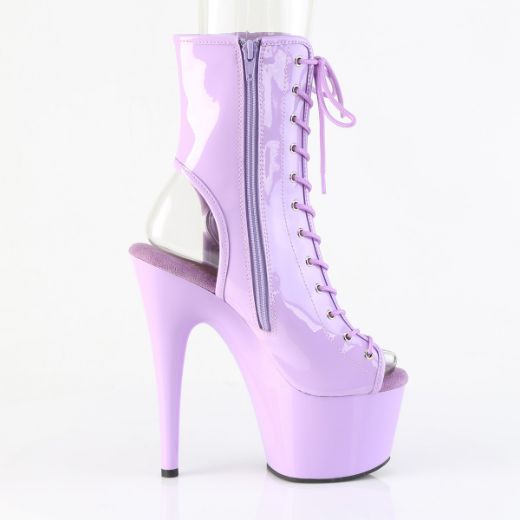 Product image of Pleaser ADORE-1016 Lavender Pat/Lavender 7 Inch Heel 2 3/4 Inch PF Open Toe/Heel Ankle Boot Side Zip