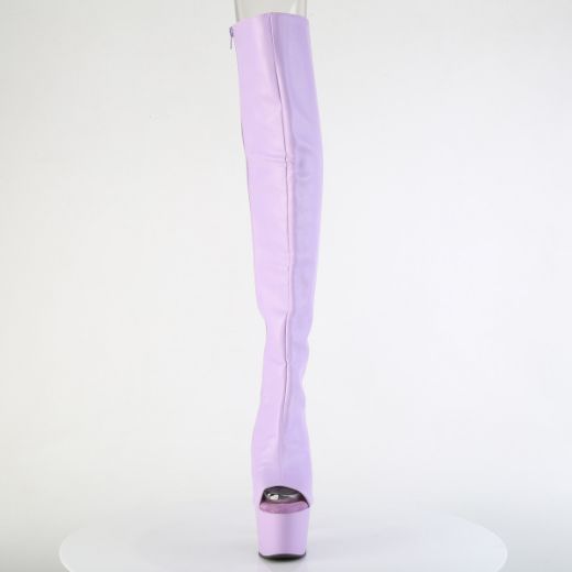 Product image of Pleaser ADORE-3019 Lavender Faux Leather/Lavender Matte 7 Inch Heel 2 3/4 Inch PF Open Toe Over-The-Knee Boot Side Zip