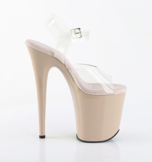 Product image of Pleaser FLAMINGO-808 Clr/Nude 8 Inch Heel 4 Inch PF Ankle Strap Sandal