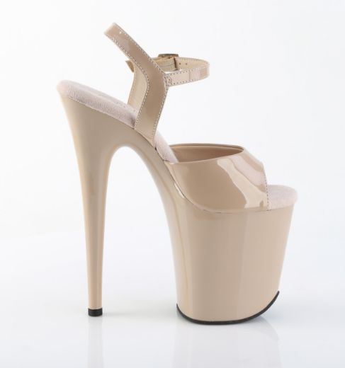 Product image of Pleaser FLAMINGO-809 Nude Pat/Nude 8 Inch Heel 4 Inch PF Ankle Strap Sandal