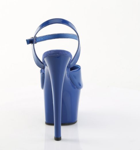 Product image of Pleaser SKY-309 Royal Blue Pat/Royal Blue 7 Inch Heel 2 3/4 Inch PF Ankle Strap Sandal