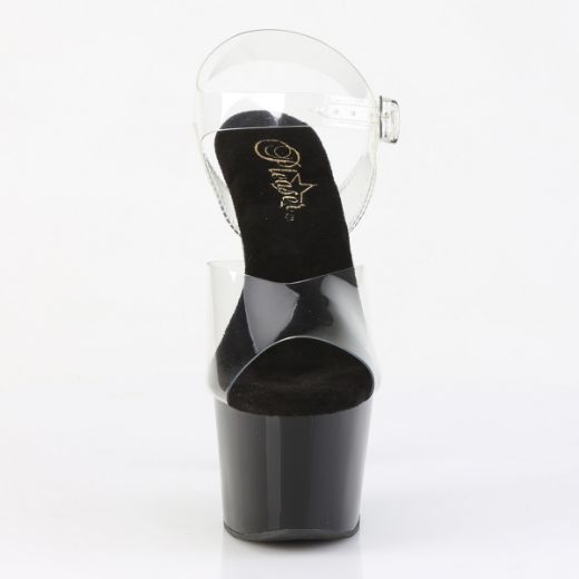 Product image of Pleaser ADORE-708CRS-2 Clr/Blk-Slv RS 7 Inch Heel 2 3/4 Inch PF Ankle Strap Sandal