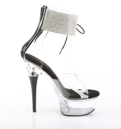 Product image of Pleaser CAPTIVA-624RS Clr/Blk 6 Inch Heel 1 3/4 Inch PF RS Ankle Cuff Sandal Back Zip