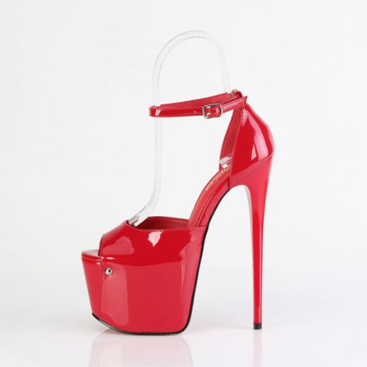 Product image of Pleaser JUBILANT-15 Red Pat 7 Inch Heel 3 Inch Concealed PF Close Back Ankle Strap Sandal