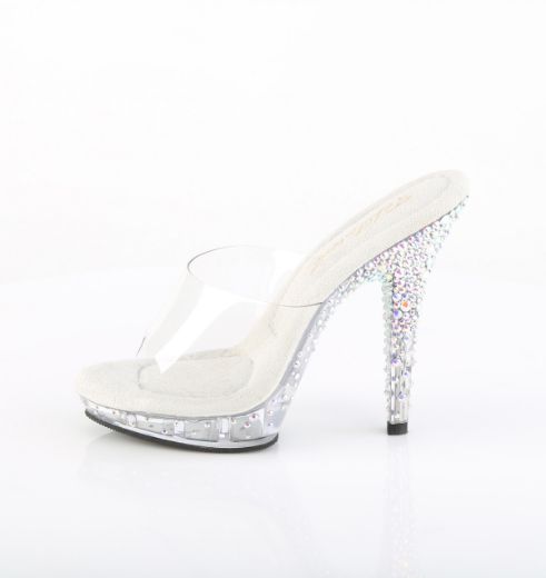 Product image of Fabulicious LIP-101CAS Clr/Slv AB RS 5 Inch Heel 3/4 Inch PF Slide w/RS