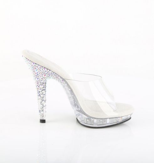 Product image of Fabulicious LIP-101CAS Clr/Slv AB RS 5 Inch Heel 3/4 Inch PF Slide w/RS