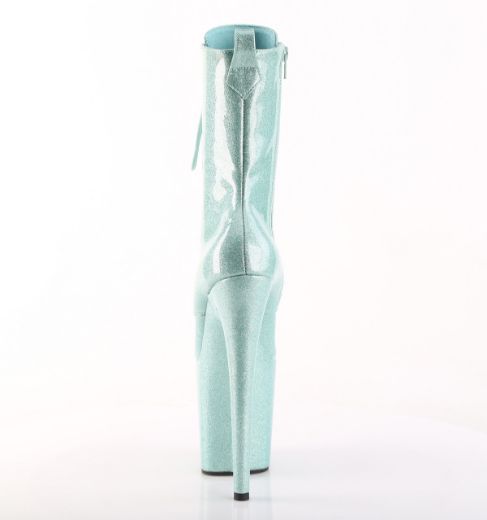 Product image of Pleaser FLAMINGO-1040GP Mint Glitter Pat/M 8 Inch Heel 4 Inch PF Lace Up Front Ankle Boot Side Zip