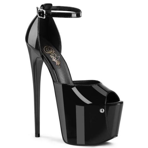 Product image of Pleaser JUBILANT-15 Blk Pat 7 Inch Heel 3 Inch Concealed PF Close Back Ankle Strap Sandal